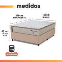 Cama Box Queen Probel Molas Ensacadas Pillow Top 158x198x68cm Guarda Costas Genova Branco/bege - 3