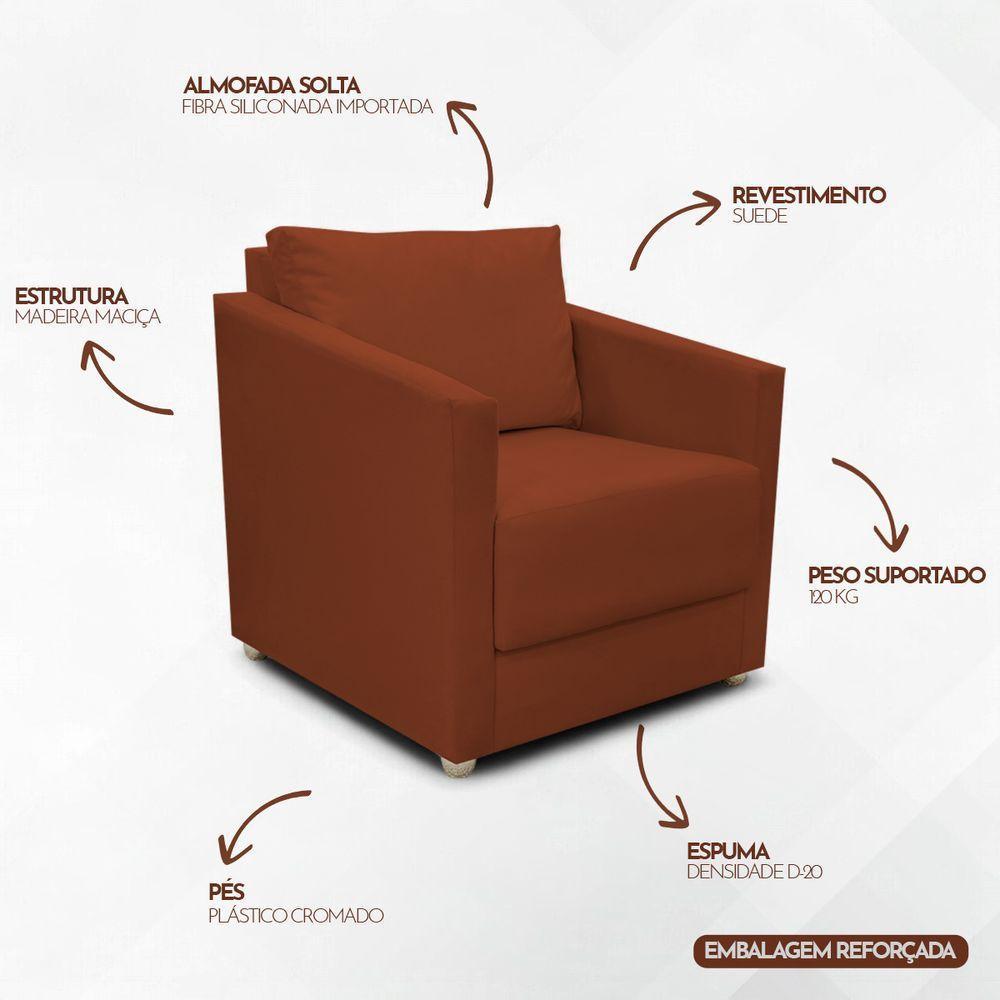 Kit 2 Poltronas Decorativa Para Sala Recepção Manicure Consultório Celine Suede - 3