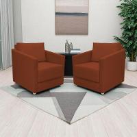 Kit 2 Poltronas Decorativa Para Sala Recepção Manicure Consultório Celine Suede - 2