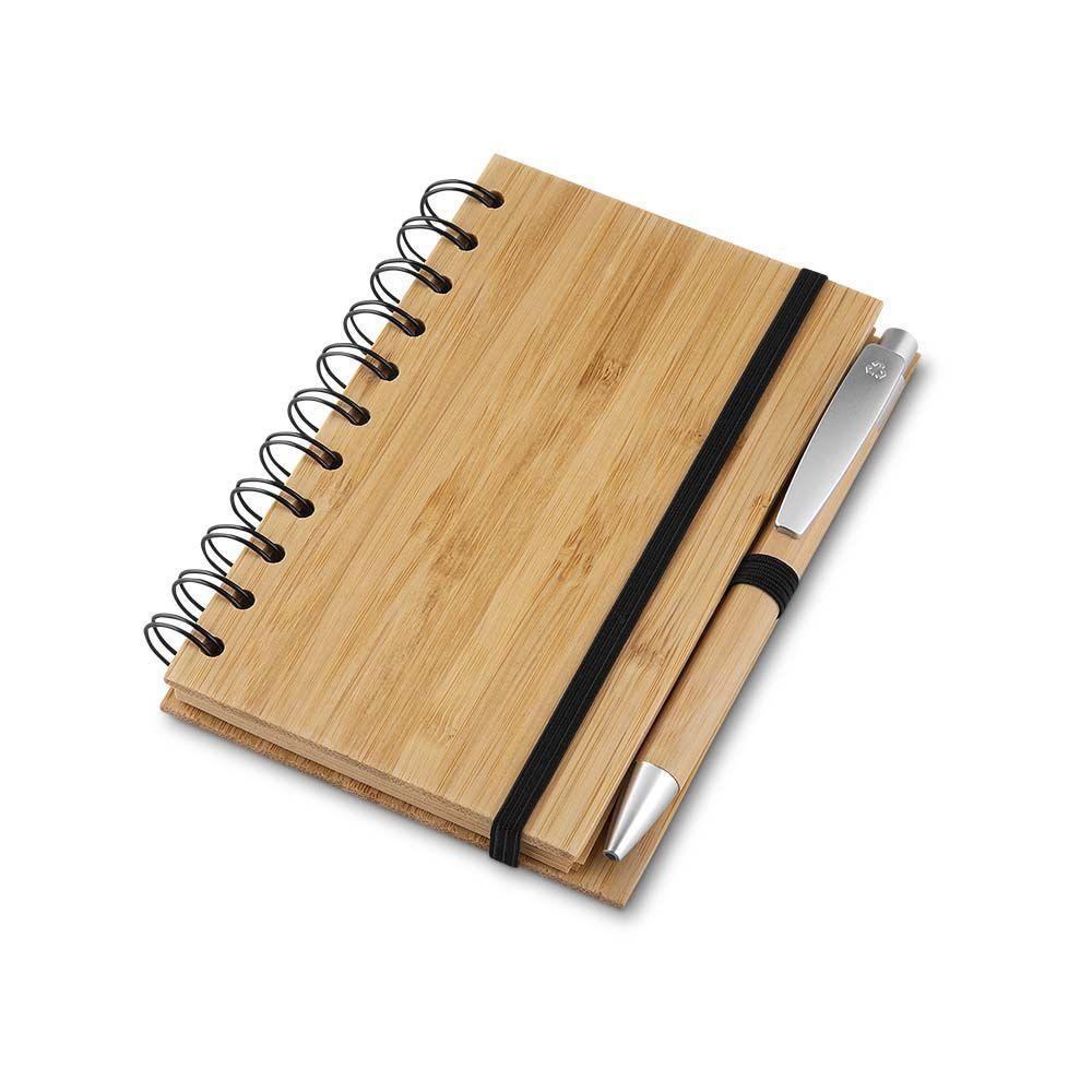 Caderno Médio Em Bambu De 60 Folhas Com Elástico E Suporte Para Canetas - 2