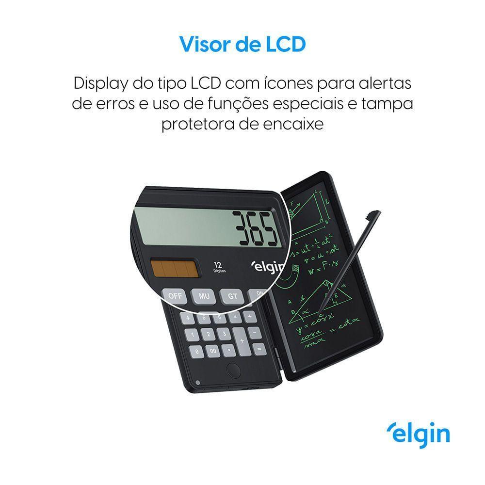 Calculadora Com Tela Para Anotação Preta - 12 Dígitos Duplo Zero Funções Avançadas - 3