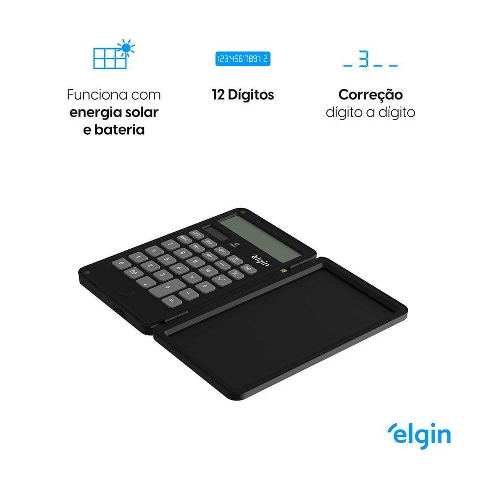 Calculadora Com Tela Para Anotação Preta - 12 Dígitos Duplo Zero Funções Avançadas - 5