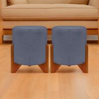 Kit 2 Puffs Decorativo Redondo Confortável Para Sala Quarto Penteadeira Eloah Suede - 2