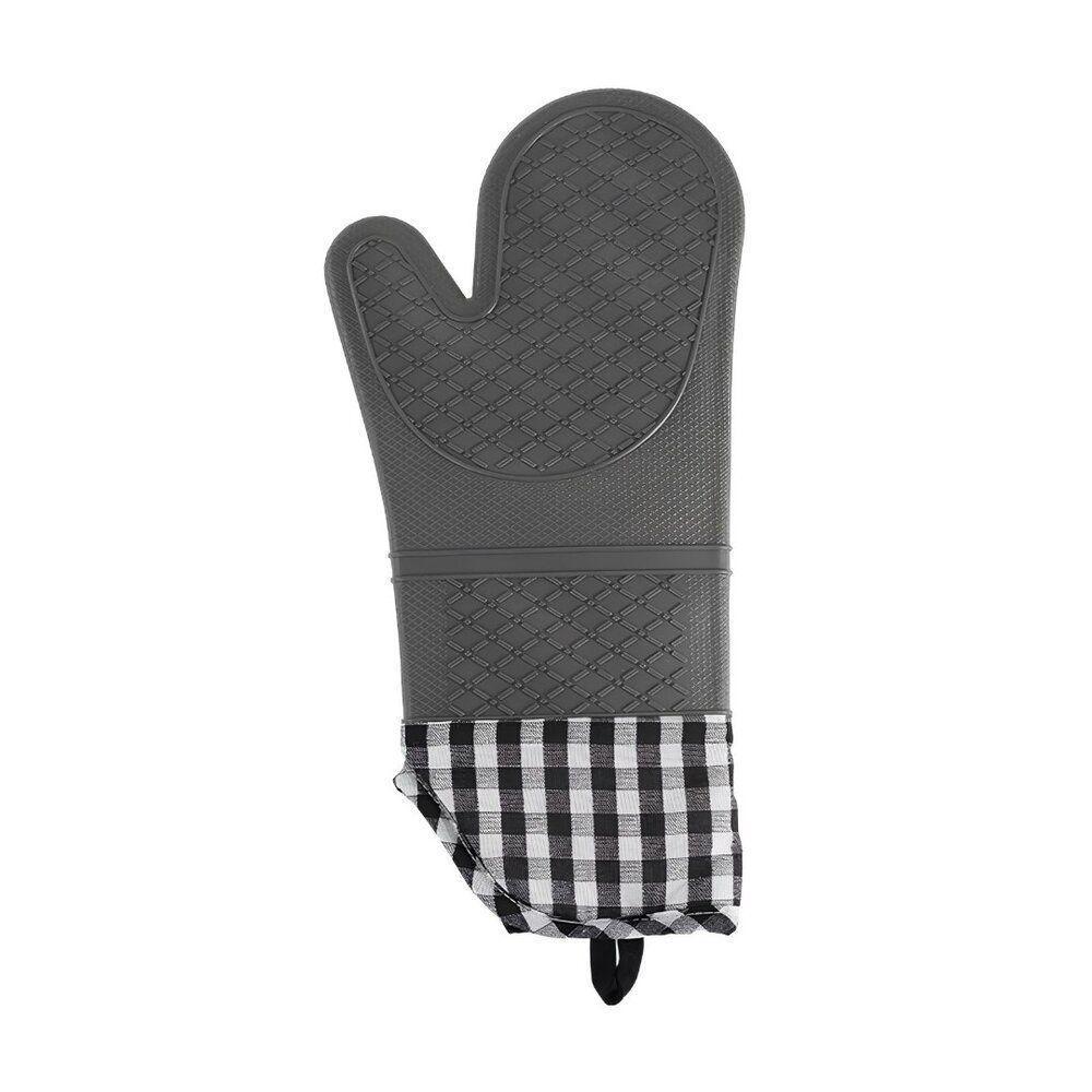 Luvas Térmicas De Silicone Xadrez - Proteção E Conforto Para Cozinha Cinza - 1