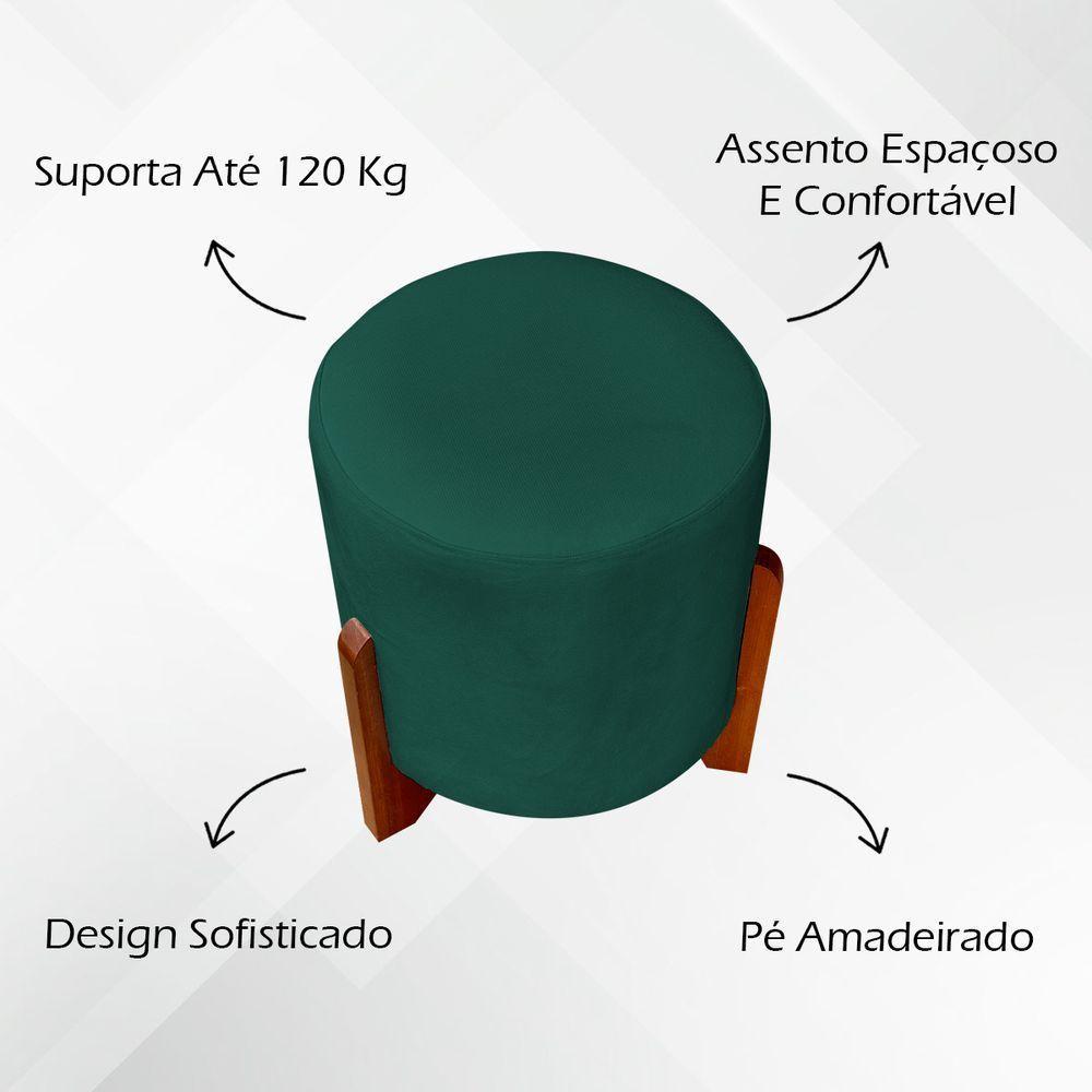 Kit 2 Puffs Decorativo Redondo Confortável Para Sala Quarto Penteadeira Eloah Suede - 5