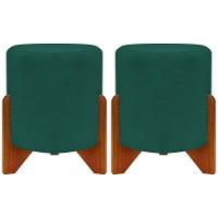 Kit 2 Puffs Decorativo Redondo Confortável Para Sala Quarto Penteadeira Eloah Suede - 1