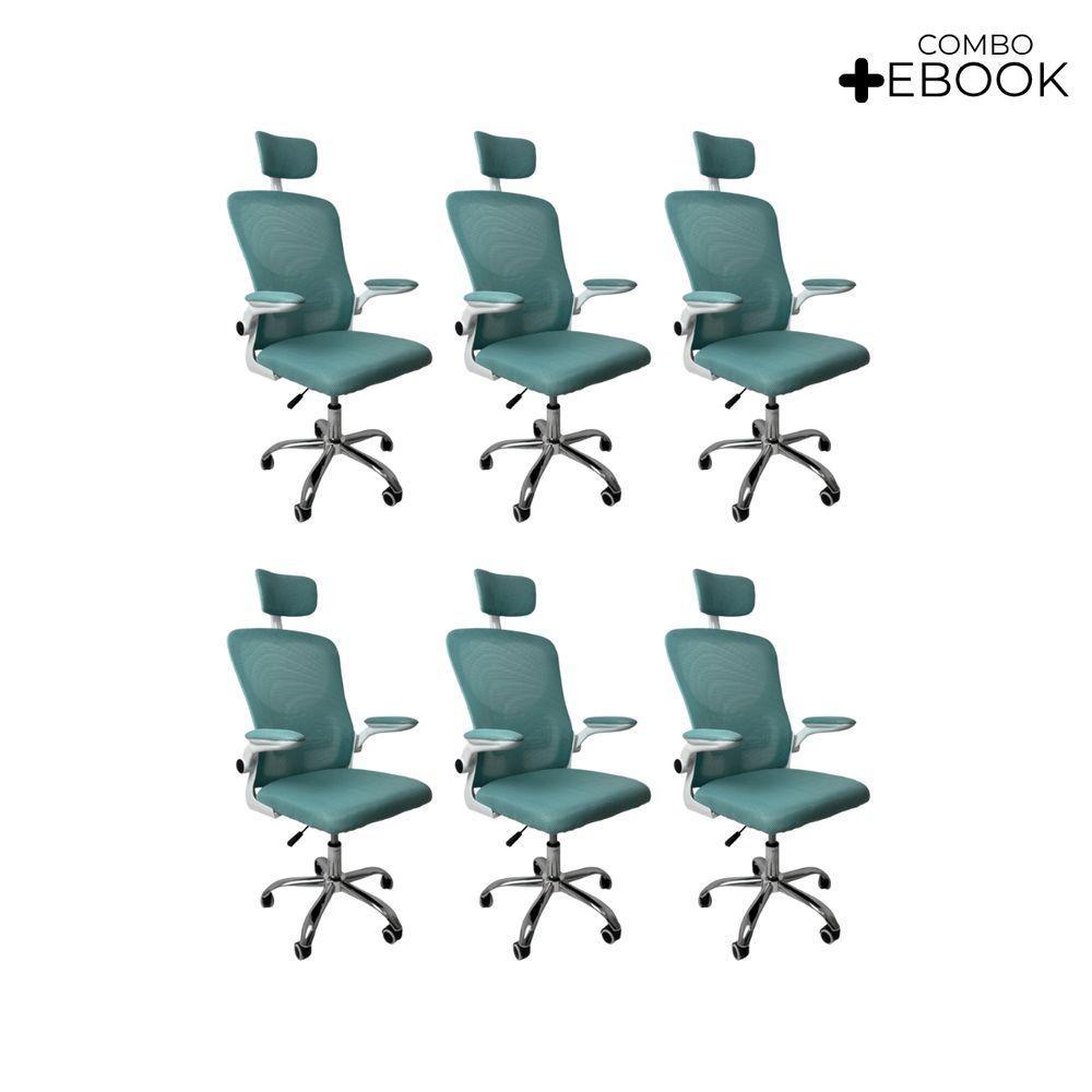 Cadeira De Escritório Diretor Oficial Vegas Com Apoio + Ebook Verde E Branco 6 - 1