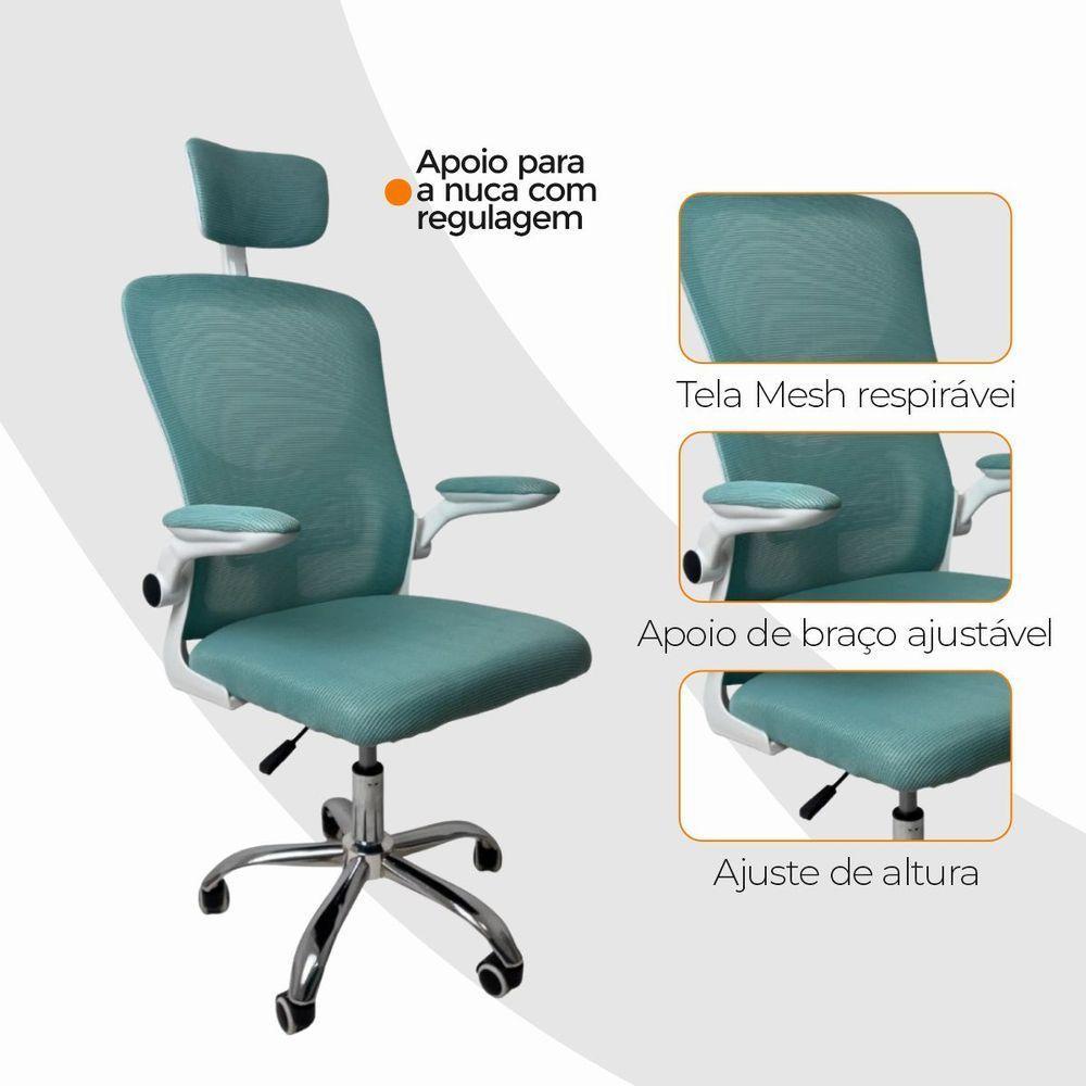 Cadeira De Escritório Diretor Oficial Vegas Com Apoio + Ebook Verde E Branco 6 - 7