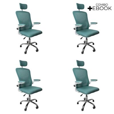 Cadeira De Escritório Diretor Oficial Vegas Com Apoio + Ebook Verde E Branco 4