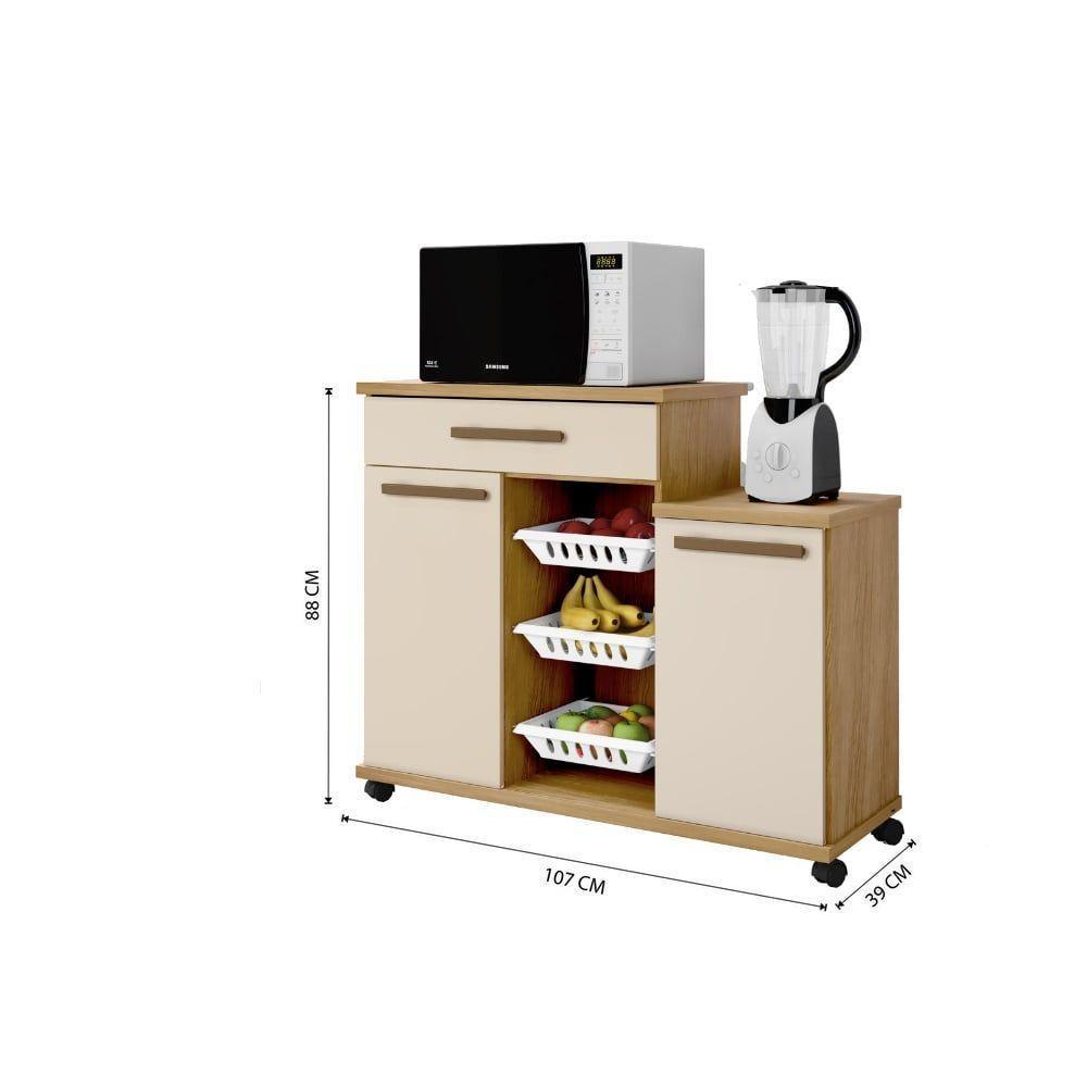 Fruteira Teresina Arte Móveis 2 Portas 1 Gaveta 3 Cestos - 2