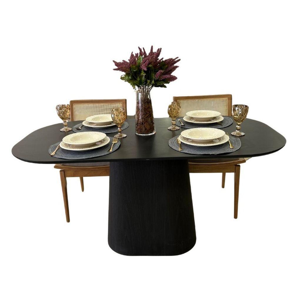 Mesa De Jantar Cone Em Madeira ébano Preto Design Exclusivo - 2