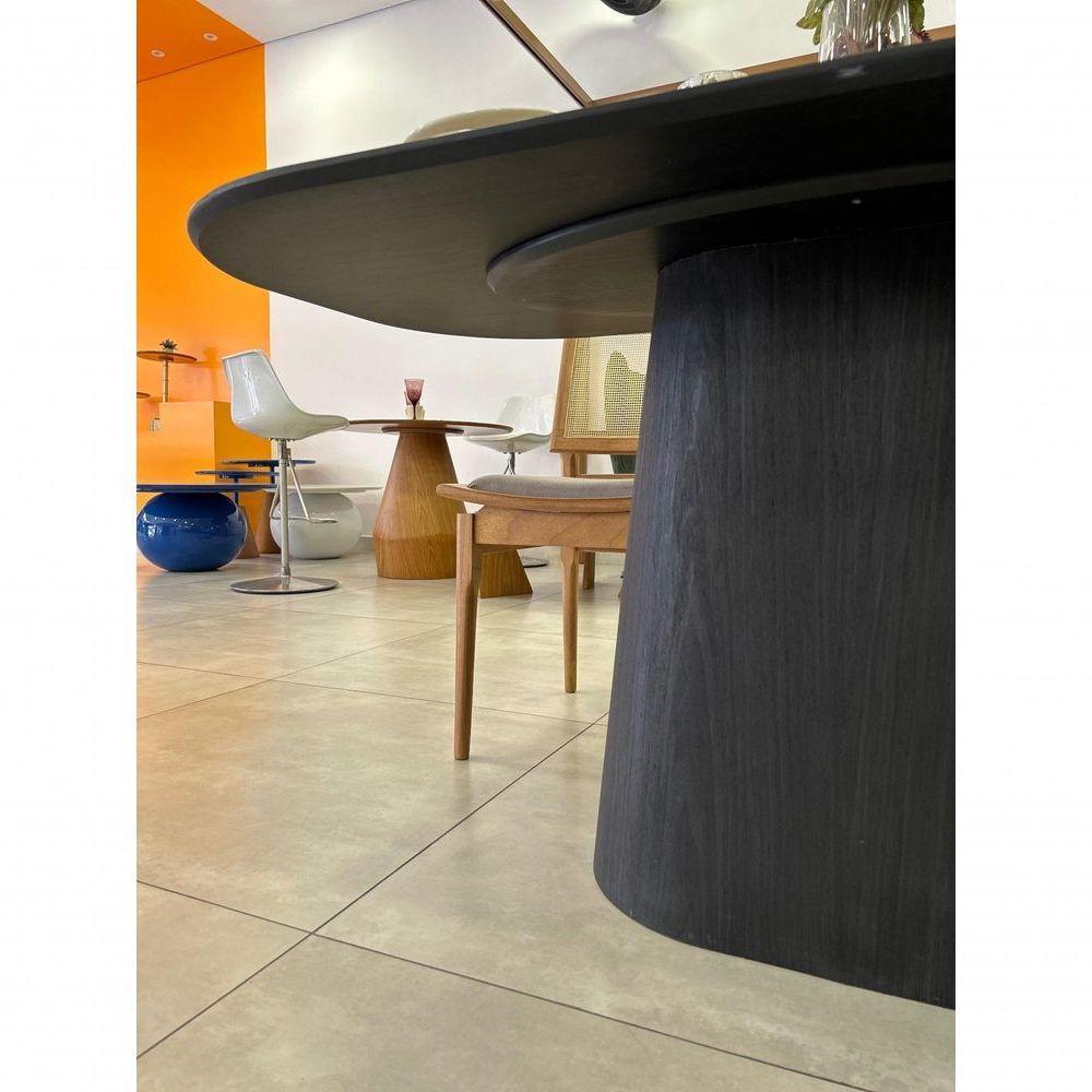 Mesa De Jantar Cone Em Madeira ébano Preto Design Exclusivo - 3