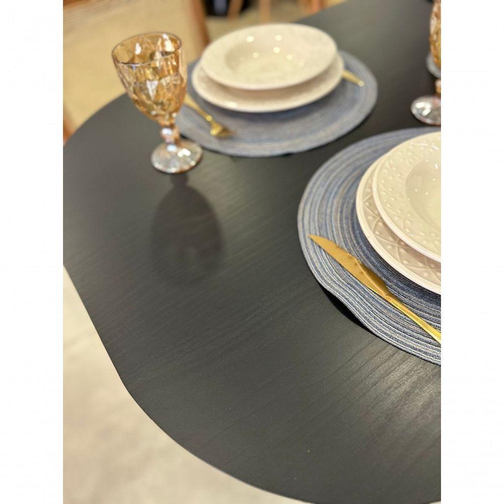 Mesa De Jantar Cone Em ébano Preto Estilo E Durabilidade - 3