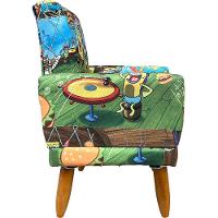 Kit 2 Poltronas Decorativa Infantil Confortável Para Quarto Suede Com Estampa Pés Castanhos - 3