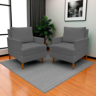 Kit 2 Poltronas Decorativa Para Sala Recepção Consultório Escritório Serena Suede