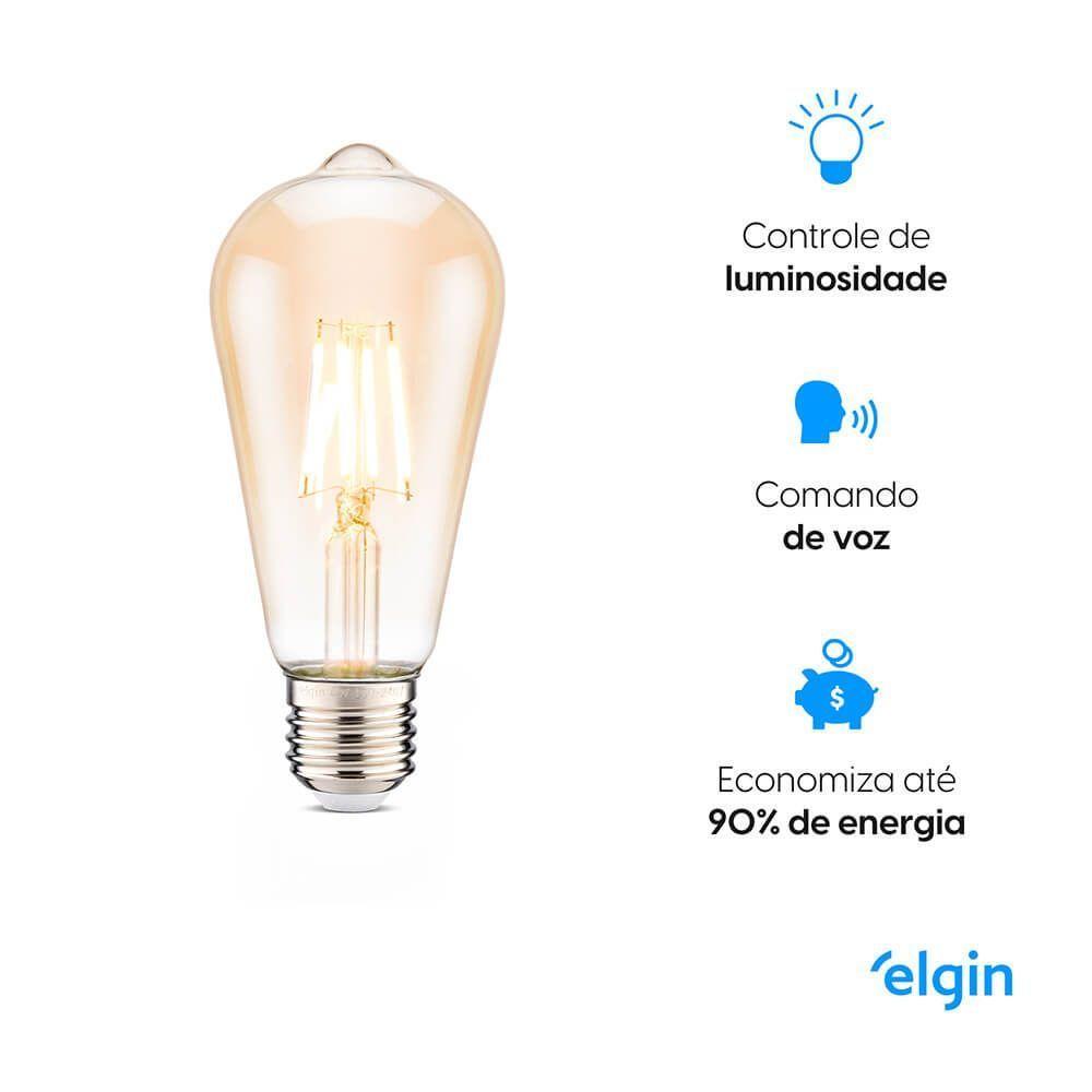 Lâmpada De Filamento Smart Led St64 - 6w Bivolt Compatível Com Alexa E Google Home - 5