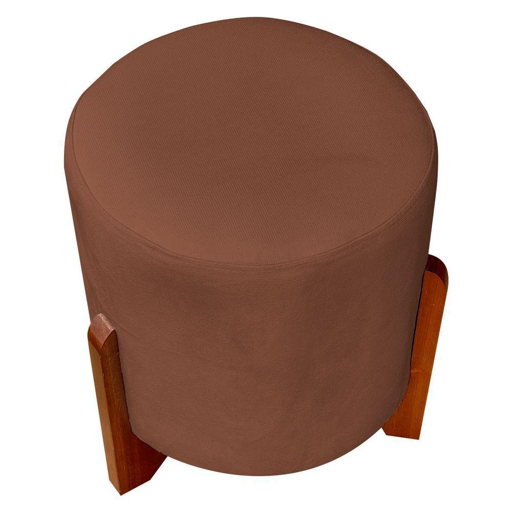 Kit 2 Puffs Decorativo Redondo Confortável Para Sala Quarto Penteadeira Eloah Suede - 1