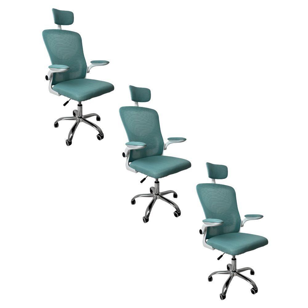 Cadeira De Escritório Diretor Oficial Vegas Com Apoio + Ebook Verde E Branco 3 - 1