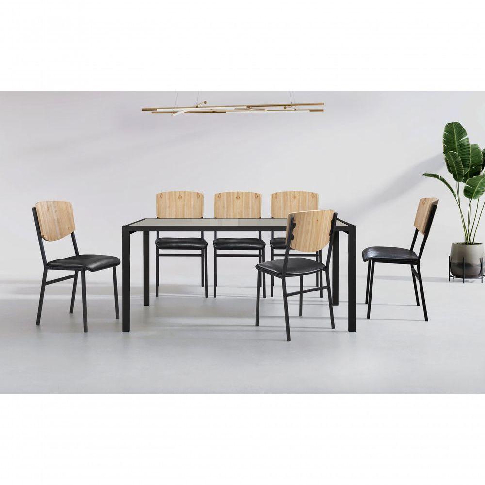Conjunto Mesa Atenas 160cm 6 Cadeiras Confort Gol Decor Champagne-preto-laminado-preto-preto - 3