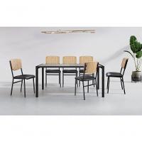 Conjunto Mesa Atenas 160cm 6 Cadeiras Confort Gol Decor Champagne-preto-laminado-preto-preto - 3