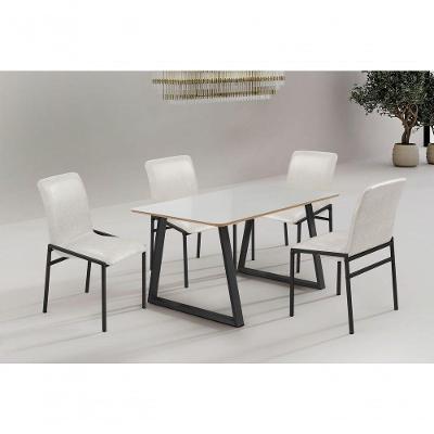 Conjunto Mesa Tóquio 120cm 4 Cadeiras Premium Gol Decor Vidro Off-preto-courino Off-preto