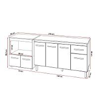 Armário Gabinete Camila 138 Cm Com Tampo Tampão E Balcão Amanda Para Forno E Microondas Savana Com Preto - 6