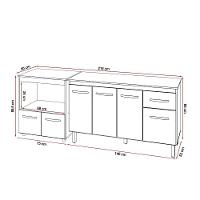 Armário Gabinete Camila 138 Cm Com Tampo Tampão E Balcão Amanda Para Forno E Microondas Savana Com Preto - 7