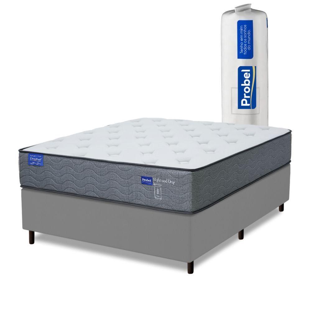 Cama Box Casal Probel Molas Ensacadas 138x188x68 Day Springs A Vácuo Branco/cinza Branco / Cinza - 1