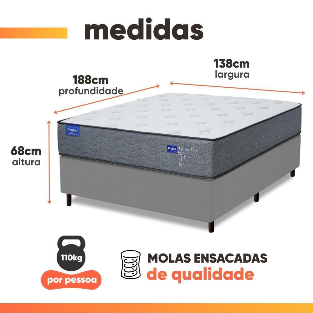 Cama Box Casal Probel Molas Ensacadas 138x188x68 Day Springs A Vácuo Branco/cinza Branco / Cinza - 4