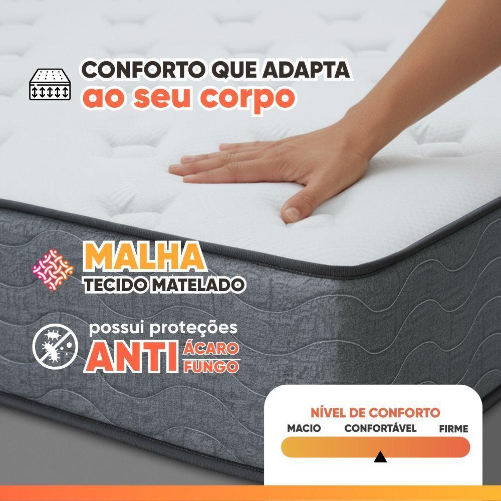 Cama Box Casal Probel Molas Ensacadas 138x188x68 Day Springs A Vácuo Branco/cinza Branco / Cinza - 5
