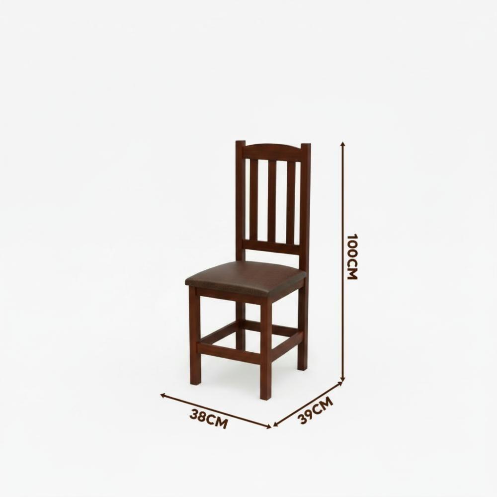 Kit Mesa E 4 Cadeiras Com Estofado Marrom 88cm Madeira Maciça Castanho Com Estofado Marrom - 6