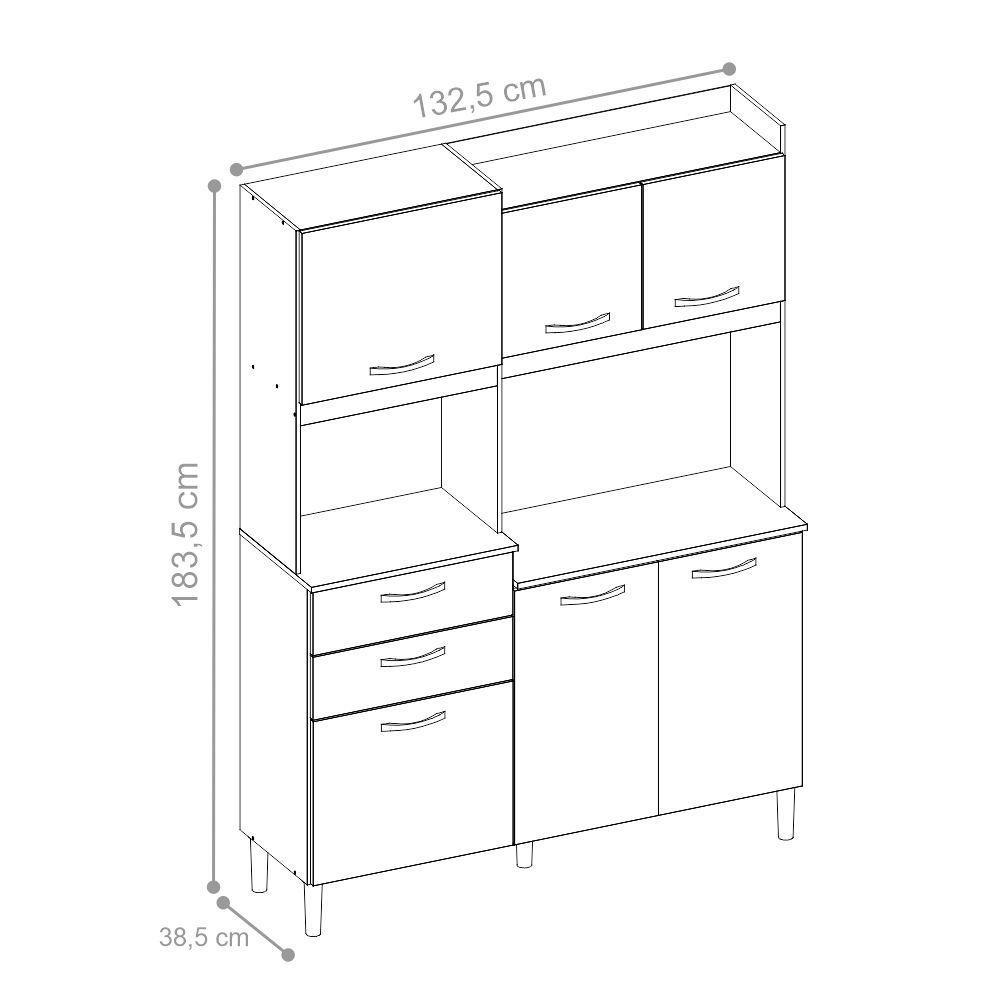 Kit Cozinha Andrey 6 Portas 2 Gavetas Amendola Branco - 6