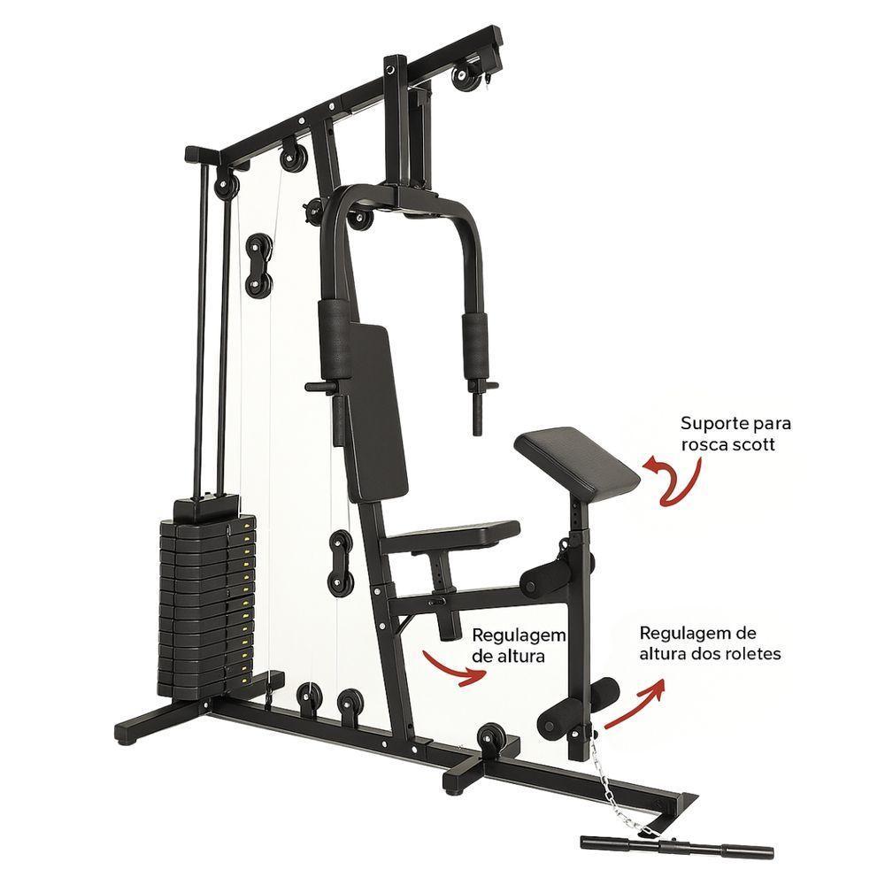 Estação De Musculação Bonafit 45kg Academia Completa Para Casa Com +24 Exercícios - 3