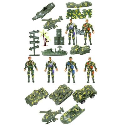 Kit Brinquedos Veículos Militares Soldados Miniatura 23 Pçs