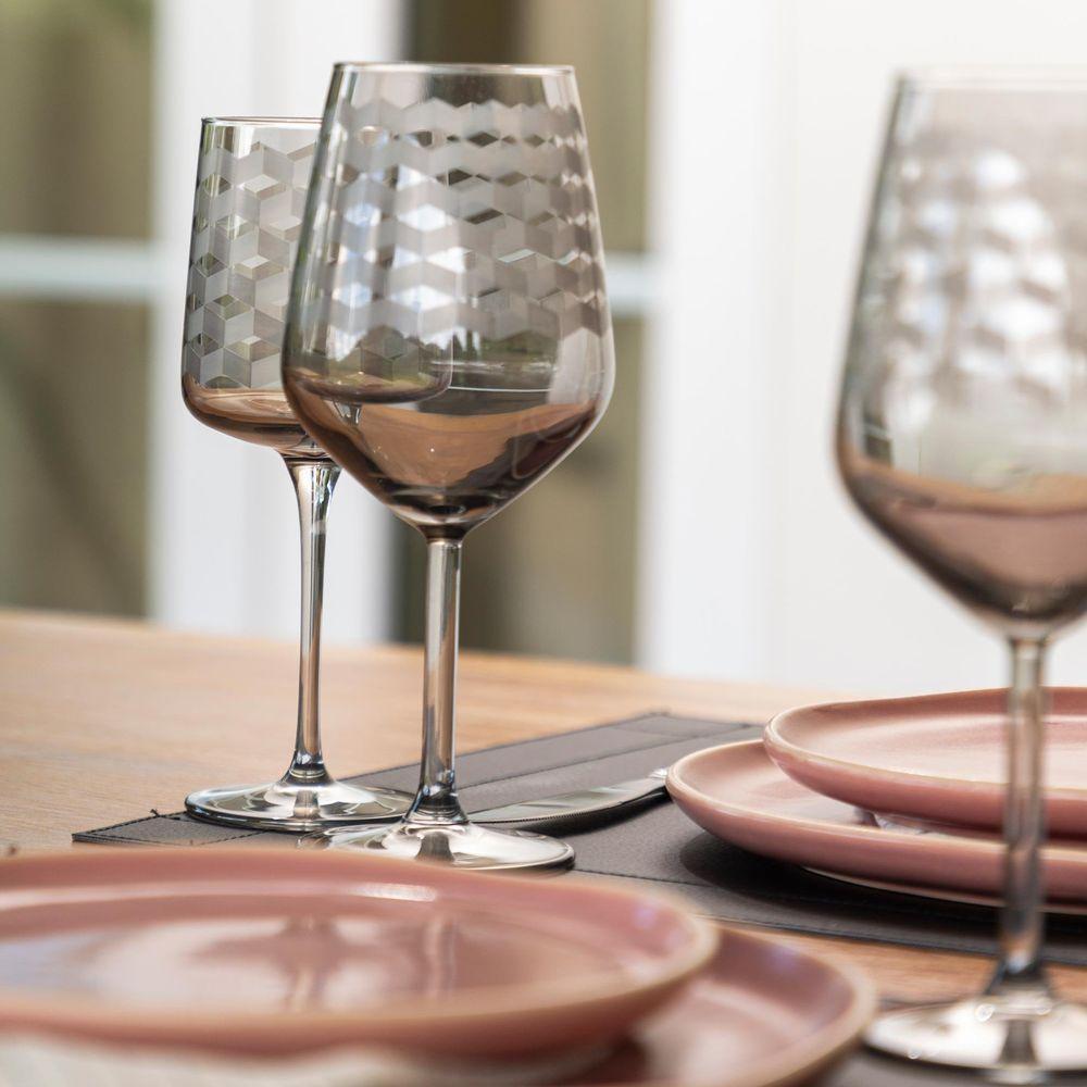 Jogo De Taças Copa E Cia 6 Peças Geo 490ml Em Vidro Fumê - 2