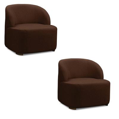 Kit 2 Poltronas Decorativas Orgânica Diully Bouclê E03 Tecido Bouclê Marrom D'Rossi