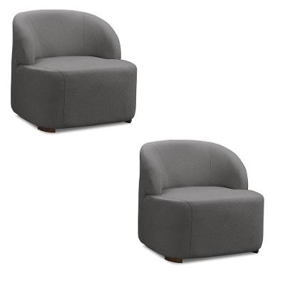Kit 2 Poltronas Decorativas Orgânica Diully Bouclê E03 Tecido Bouclê Cinza Escuro D'Rossi