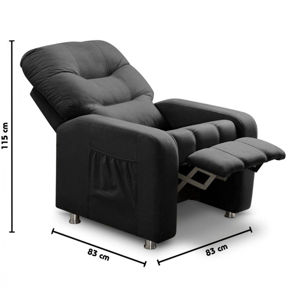 Poltrona Reclinavel Do Papai Maldivas Tecido Suede Preto - 5