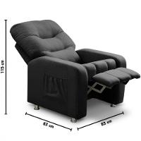 Poltrona Reclinavel Do Papai Maldivas Tecido Suede Preto - 5