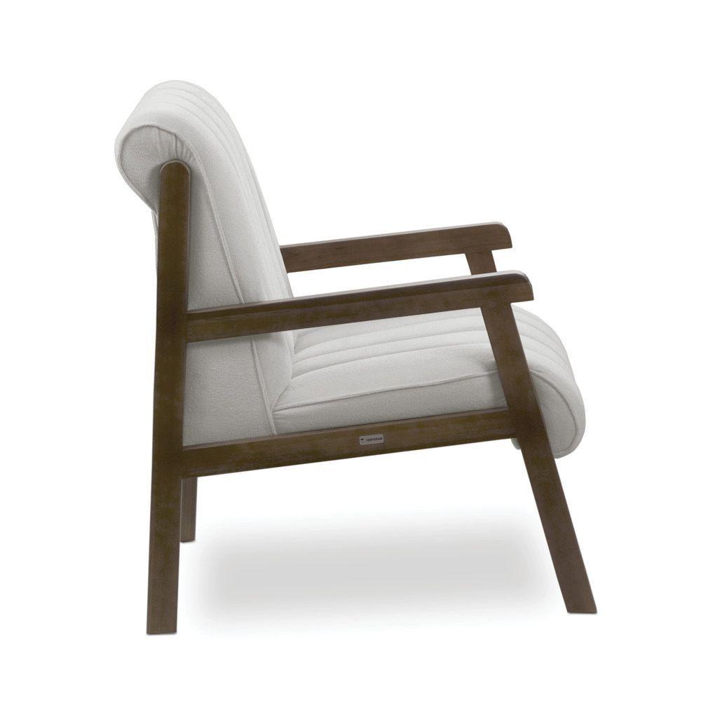 Poltrona Decorativa Sala Base De Madeira Kit 2 Daline Bouclê E03 - D'rossi Cor Cinza Claro - 7