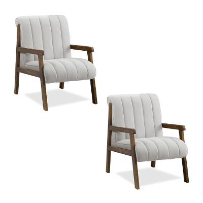 Poltrona Decorativa Sala Base De Madeira Kit 2 Daline Bouclê E03 - D'rossi Cor Cinza Claro