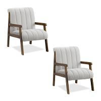 Poltrona Decorativa Sala Base De Madeira Kit 2 Daline Bouclê E03 - D'rossi Cor Cinza Claro - 1