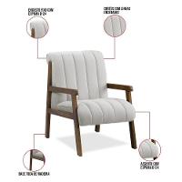 Poltrona Decorativa Sala Base De Madeira Kit 2 Daline Bouclê E03 - D'rossi Cor Cinza Claro - 3