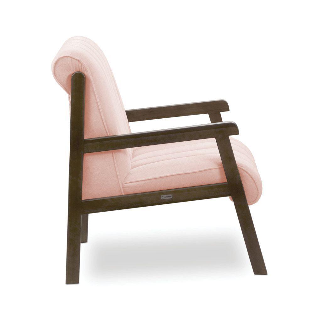 Poltrona Decorativa Sala Base De Madeira Kit 2 Daline Bouclê E03 - D'rossi Cor Rose - 6