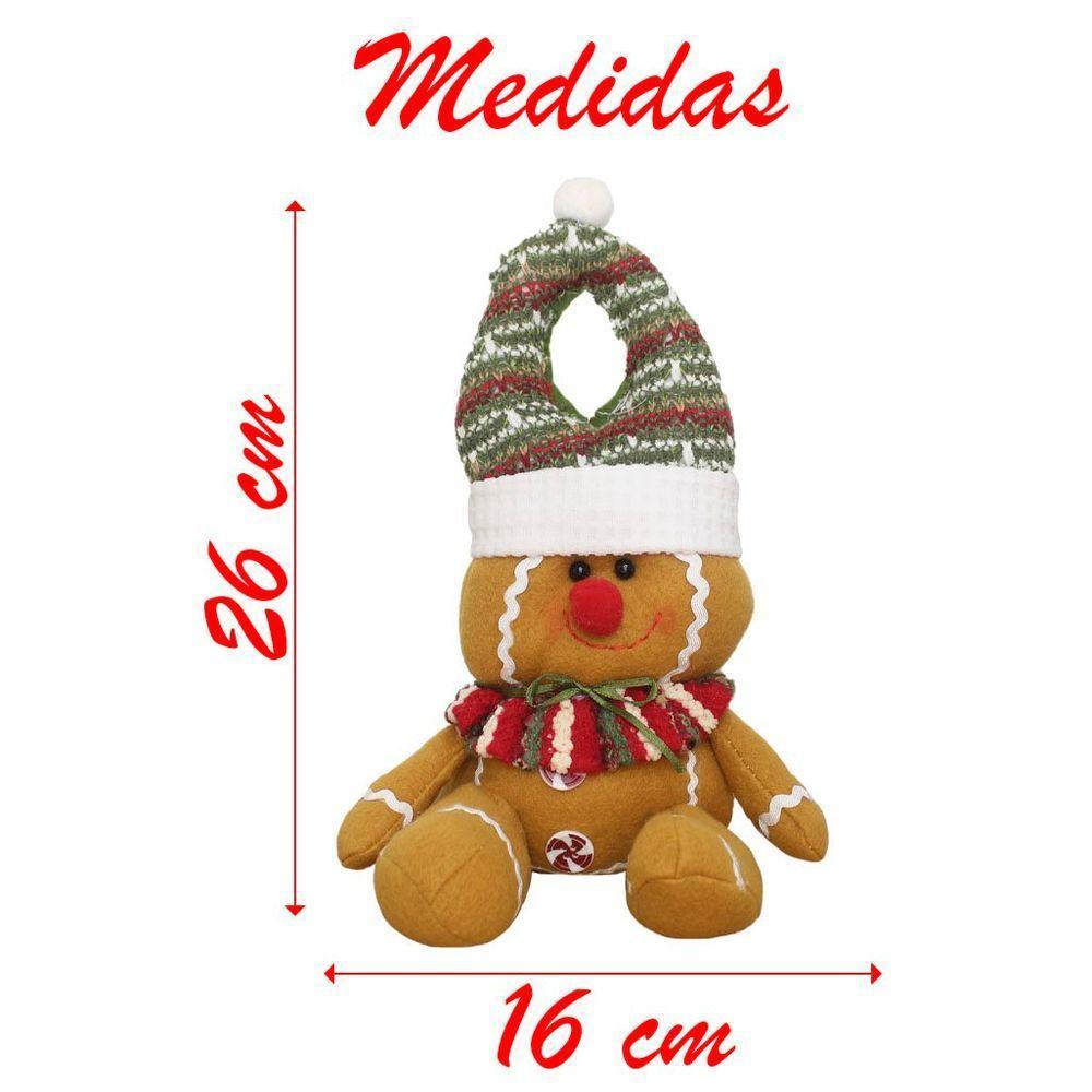 Kit 4 Enfeite De Porta Maçaneta Natal Biscoito Natalino 26cm - 4