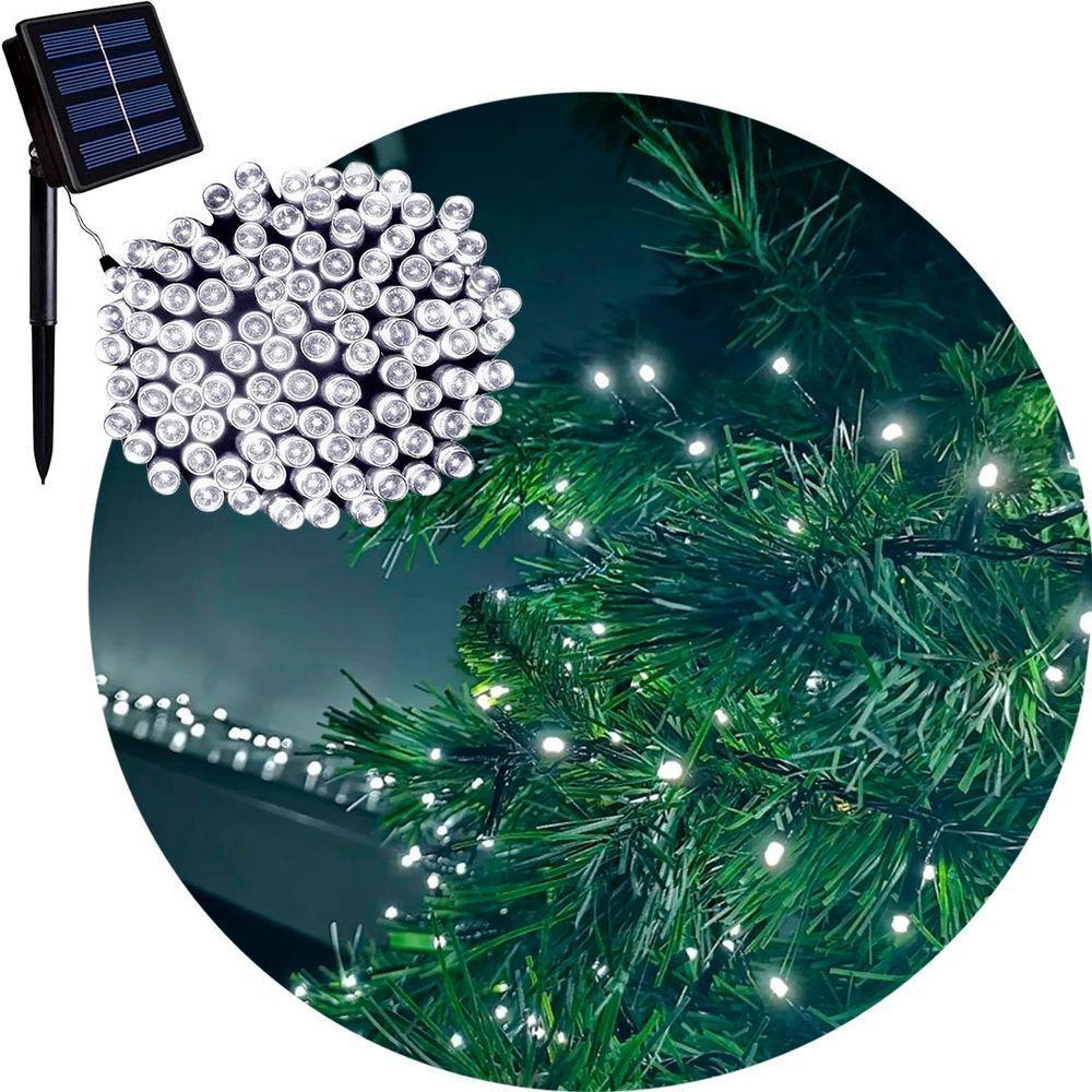 Pisca Cordão Varal Solar Natal 100 Lâmpadas Leds Branco 8m - 1
