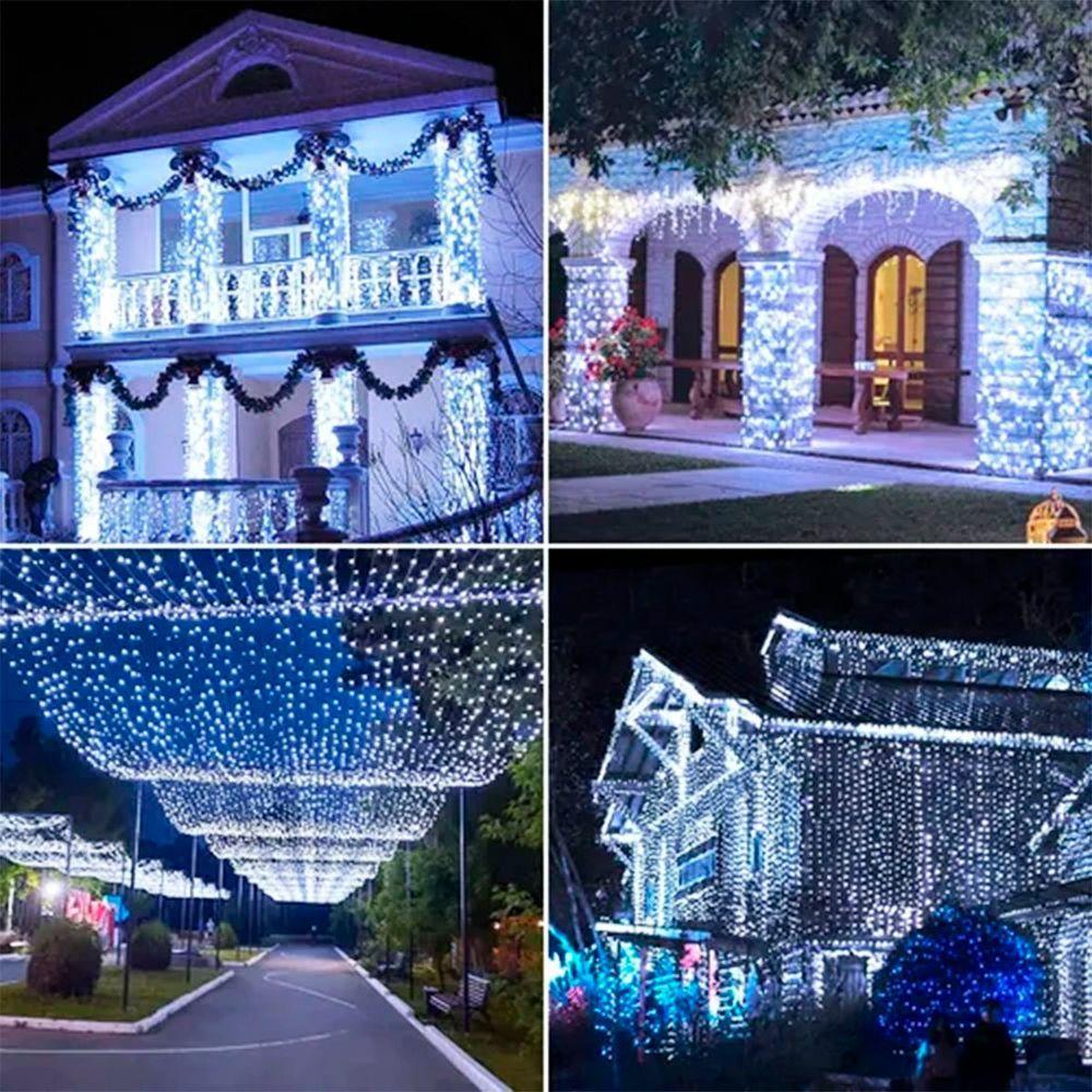 Pisca Cordão Varal Solar Natal 100 Lâmpadas Leds Branco 8m - 3