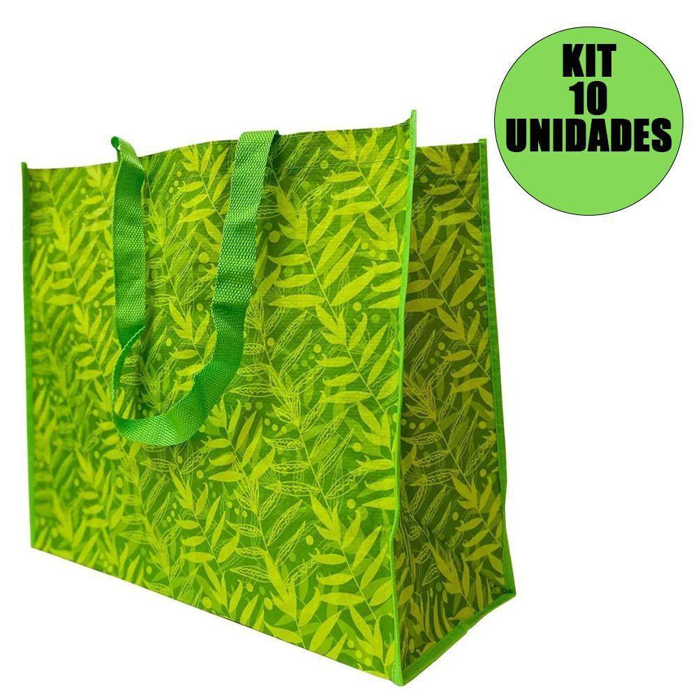 Bolsa Ecobag Kit 10 Unidades Dobravel Ecologica Sacola De Ombro Compras Retornavel Mercado Reutilizavel - 1
