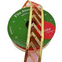 Rolos Fitas Aramada Enfeite Natal Gliter 2,5cm 3m Kit 6pçs - 3