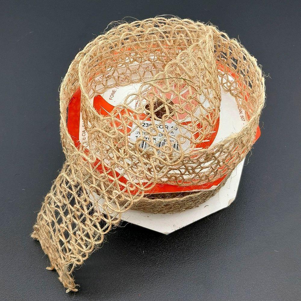 Rolo Fita Juta Artesanal Decoração Natal 38mm X 10m Kit 8pçs - 1